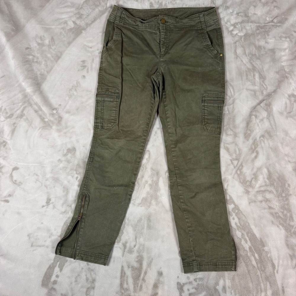 Athleta Womens Olive Green Organic Cotton Cargo Ankle Zip Pants Size 8 RN 54023
